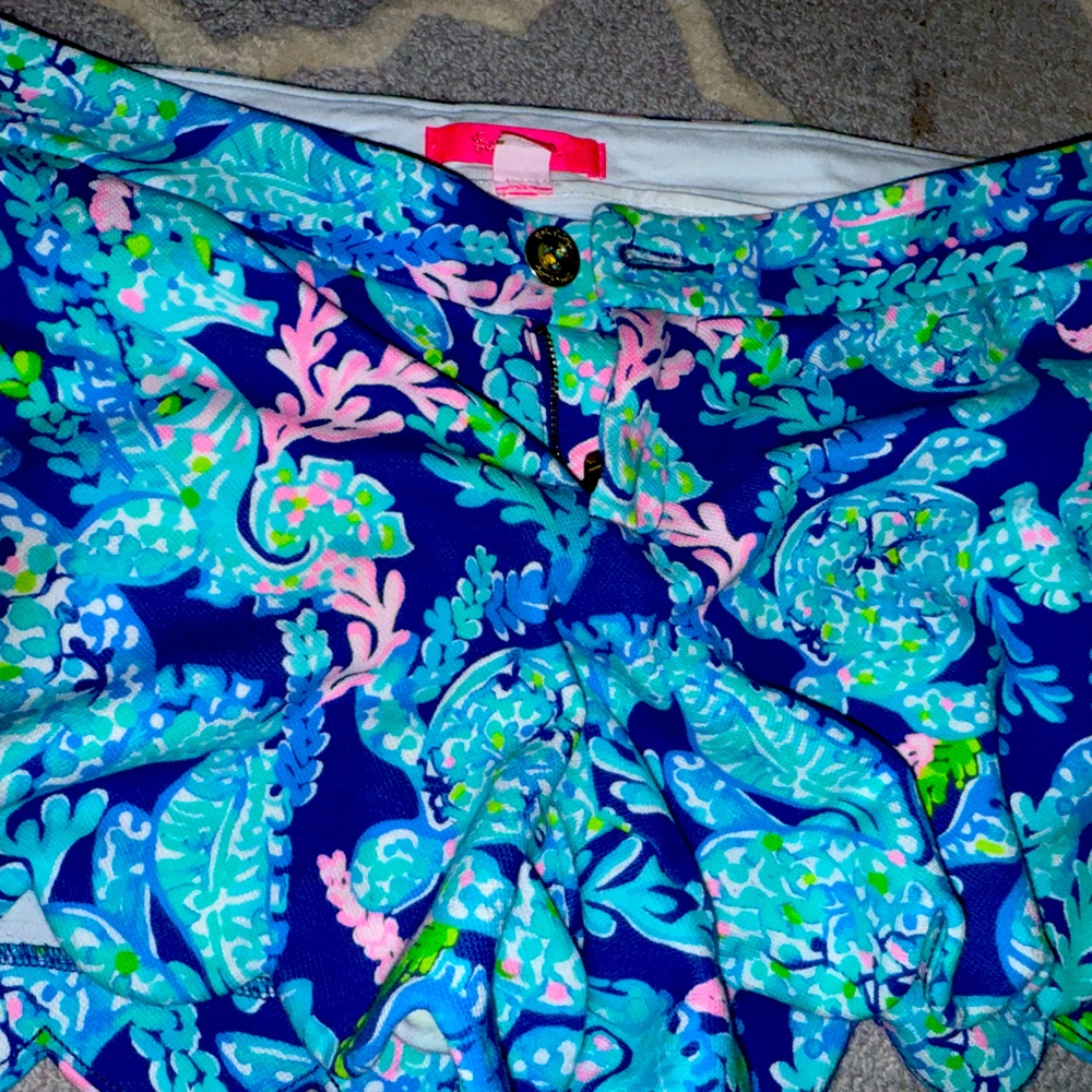 Lily Pulitzer Vibrant Blue and Pink Patterned Shorts-perfect for the summer